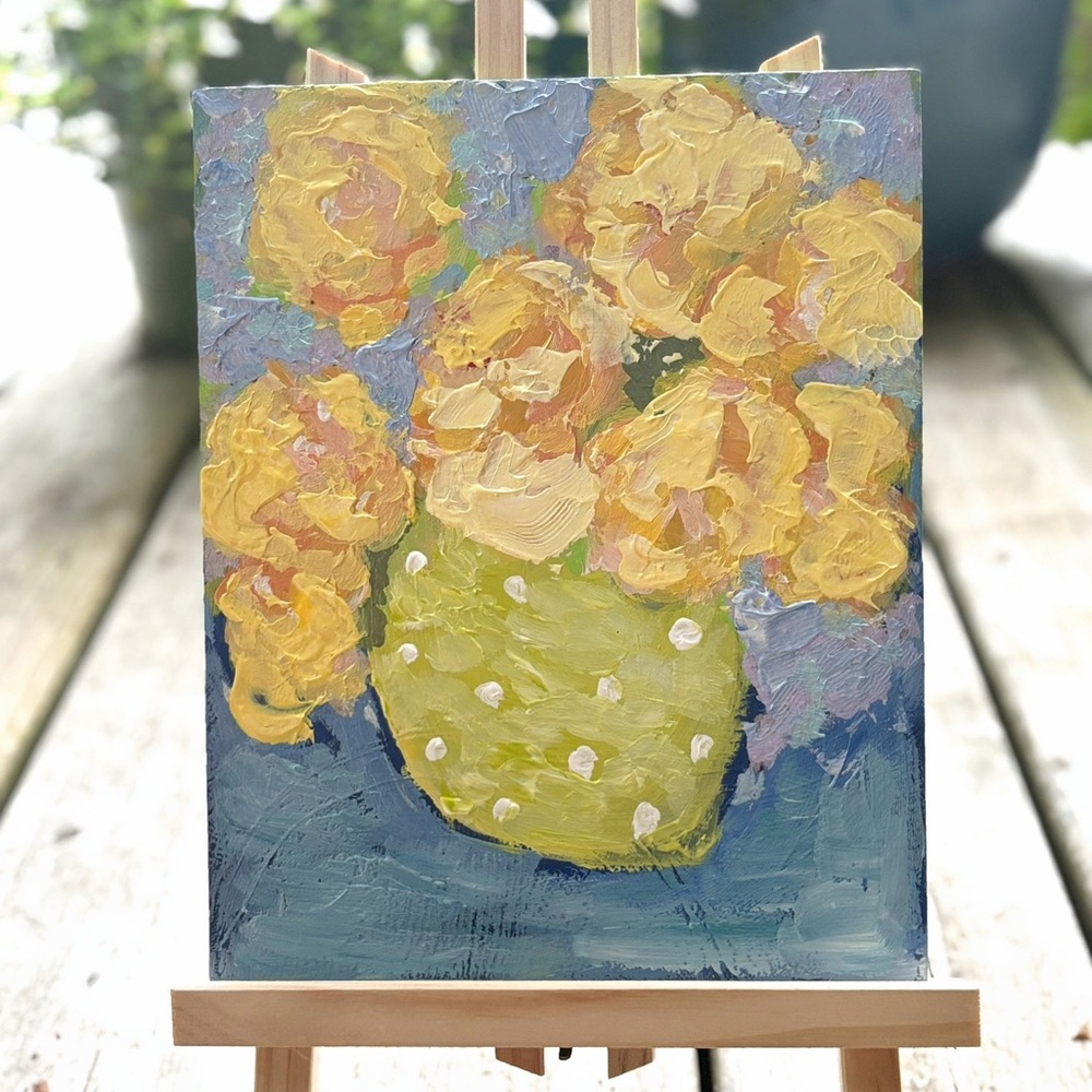 Original Artwork‎ Painting Textured Acrylic Board 8Wx 10H” Canadian Floral Art